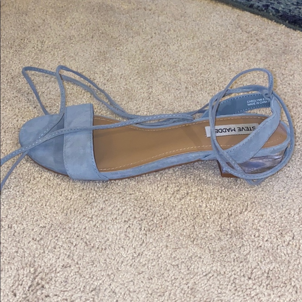 Steve Madden Clear Kitten Heel Lace Up Sandals